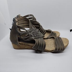 Eric Michael taupe woven leather espadrille sandals EU 38